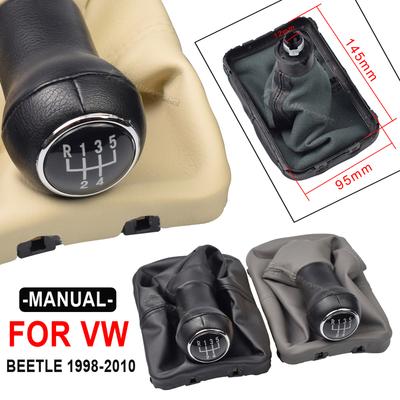 New 5 Speed Gear Shift Knob Leather Boot For VW Beetle 1998 1999 2000 2001 2002 2003 2004 2005 2006 2007 2008 2009 2010