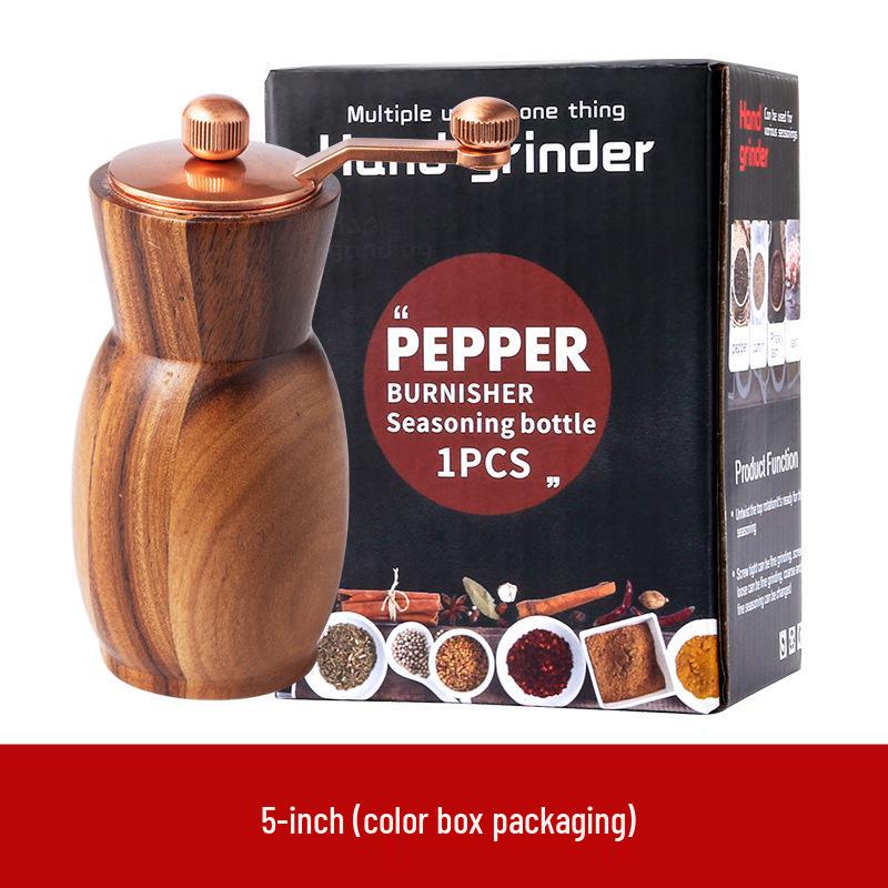 Acacia Wood Hand-Crank Pepper Grinder - Creative Black/Sichuan Pepper Mill for Western Cuisine