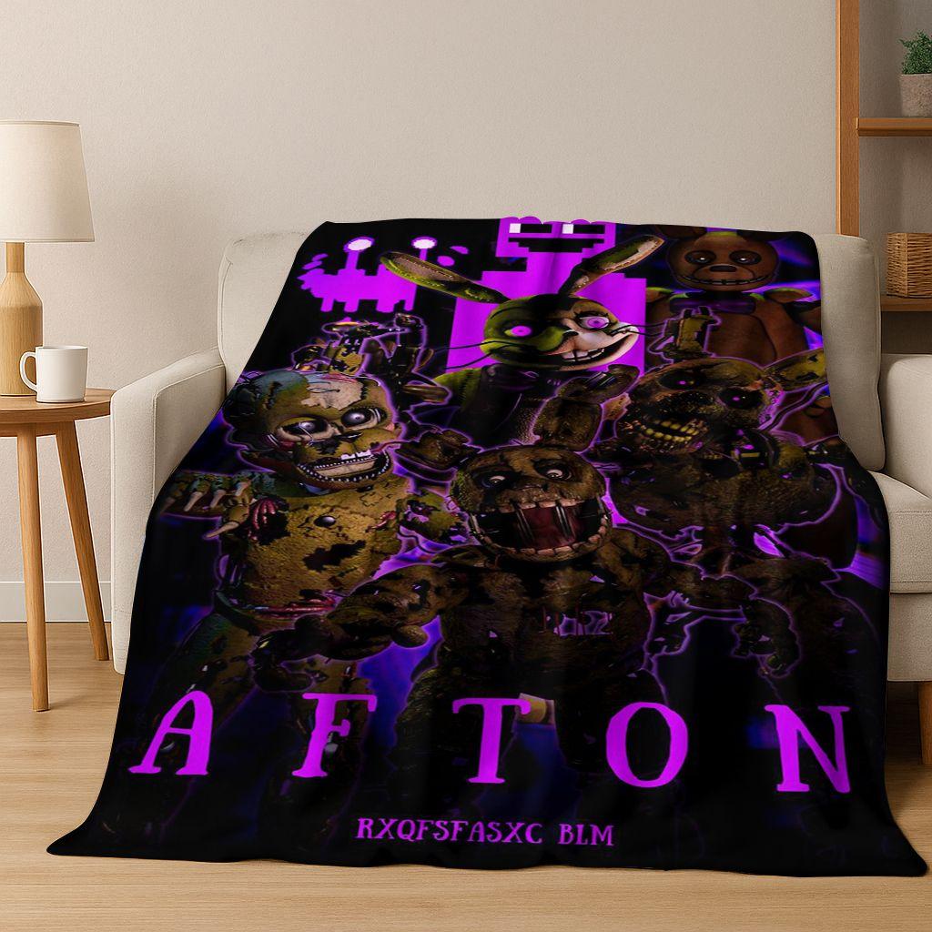 3D F-FNAF Game Cartoon Flannel Blanket Soft Warm Throw Blanket for Bed Bedroom Room Living Room Travel Camping Picnic Gift 75x90cm