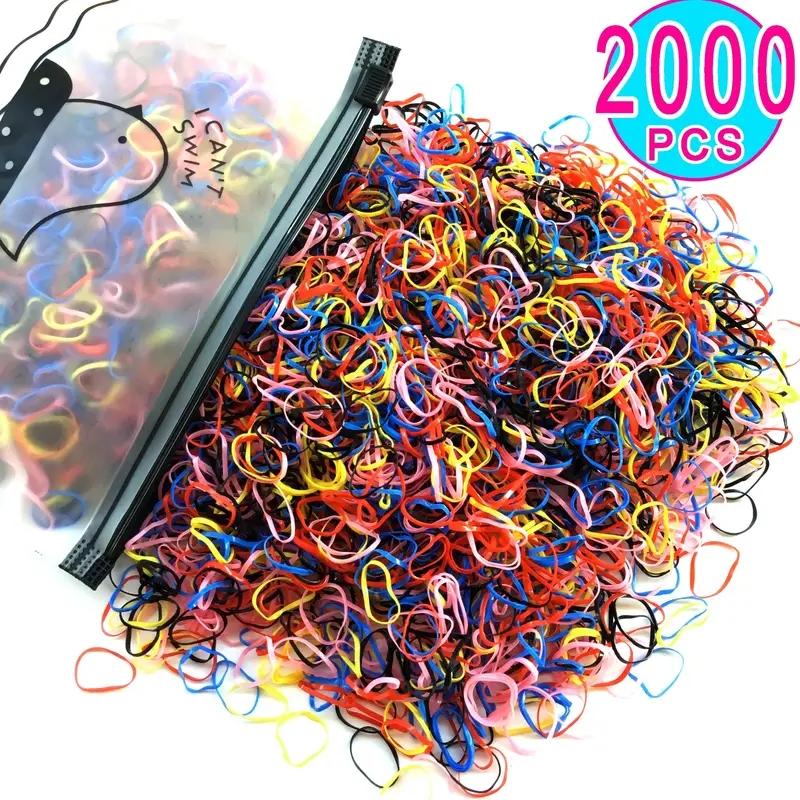 2000Pcs Girls Colorful Small Disposable Hair Bands Elastic Hair Tie Children Ponytail Holder Rubber Bands Kids Hair Accessories