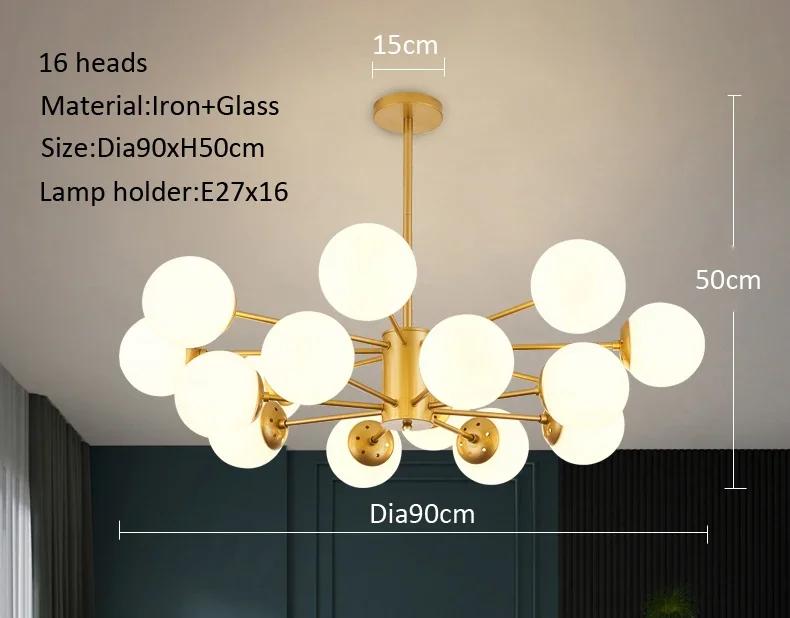 Nordic Luxury Chandelier Living Room Lighting Glass LED Ceiling Modern Design Dining Room Bedroom Kitchen Home Decoration
