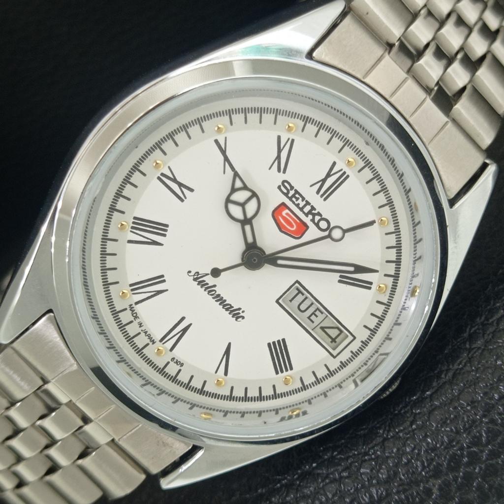 ВИНТАЖНЫЕ ОТРЕМОНТИРОВАННЫЕ СЕЙКО 5 АВТОМАТИЧЕСКИЕ 6309A ЯПОНИЯ МУЖСКИЕ БЕЛЫЕ ЧАСЫ a442123-1