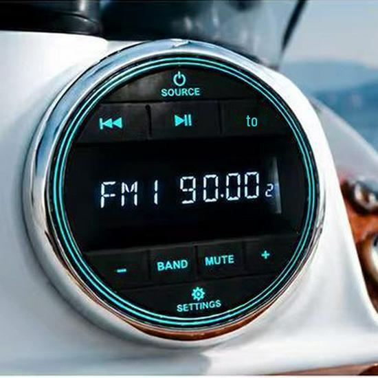 Bluetooth Waterproof Motorcycle & Marine Audio Player with Auto FM/AM Receiver