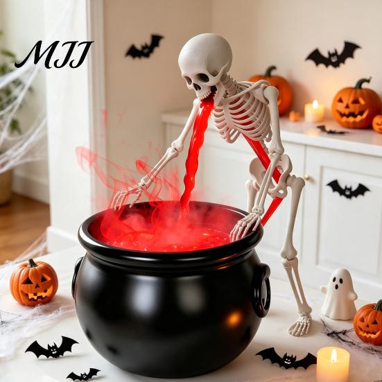 Lighted Witch Pot for Party Decor Halloween Cauldron Fog Machine, Ultrasonic Mist Maker with Glowing LED, Unique Gothic Holiday Gift