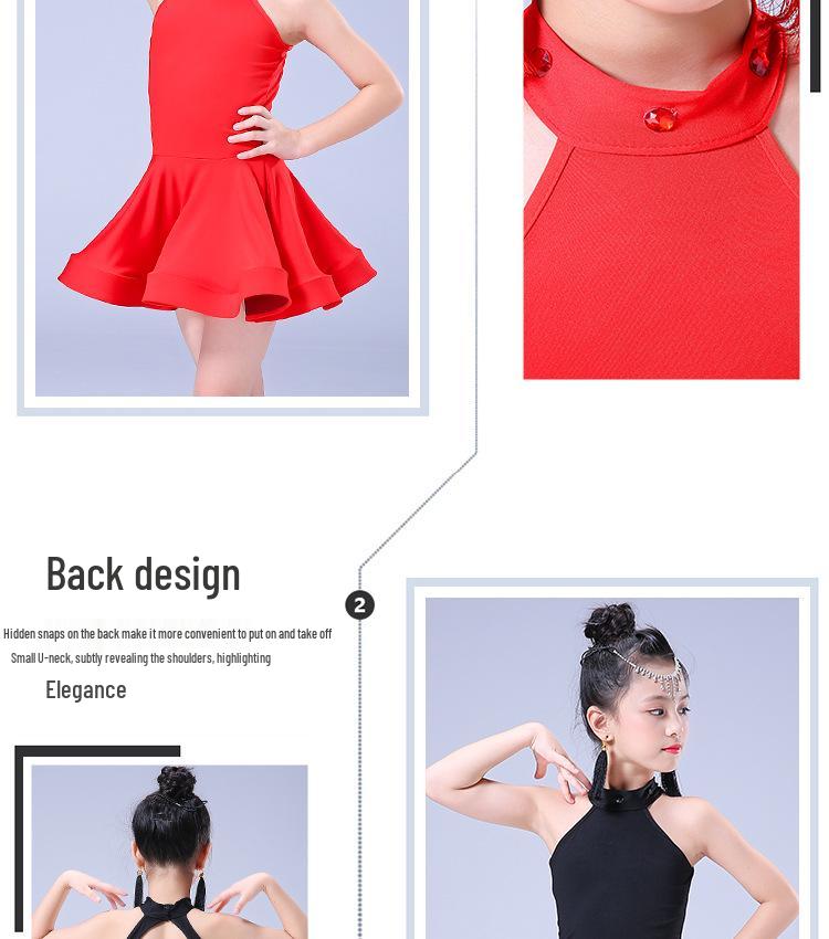 Falda de Danza Latina de Verano para Niñas - Disfraz de Performance para Niñas - Ropa para Práctica y Competición de Baile