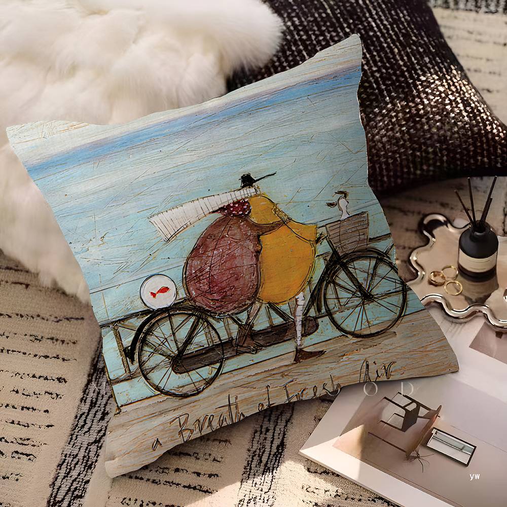

Sam Toft Art Abstract Landscape Love Dogs Pillowcase Toon Gift Cushion Cover Bedroom Home Sofa Chair Seat Decor Pillow Case 12x12Inch