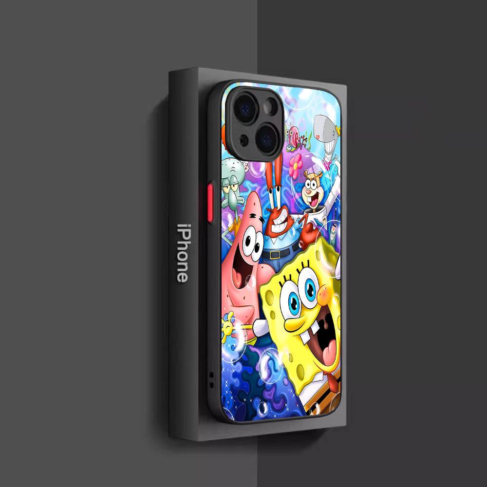 

Cartoon Cute S-SpongeBob Anime Phone Case For IPhone 11 12 13 14 15 16 Pro Plus X XS MAX Matte Bumper Shockproof Cover iphone 12