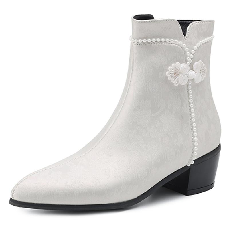 Fashion Ankle Boots for Women Autumn Winter 2024 Black White Short Boot Low Heels Party Shoes Ladies Brand Large Size 45