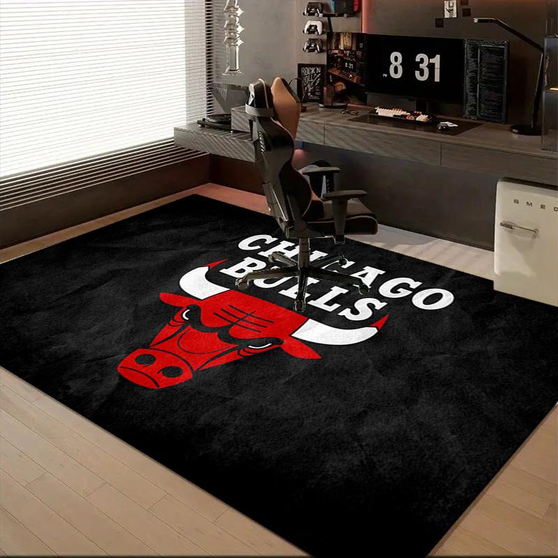 1PC Chicago-Bulls Logo Floor Mat for Living Room, Game Rooms, Office, Bedroom, Office Floor Mat Playful Design, Christmas Fan Gifts