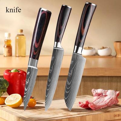 Steak Knives Set of 6 Inch Non Serrated Razor-Sharp Durable Dinner Knives with Stainless Steel Damascus Pattern Rust Resistant & Easy To Maintain