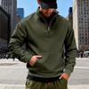 Autumn/Winter Fleece-Lined Heavyweight Men's Oversized Vintage-Style Casual Stand-Up Collar Half-Zip Commuter Hoodie with Pockets