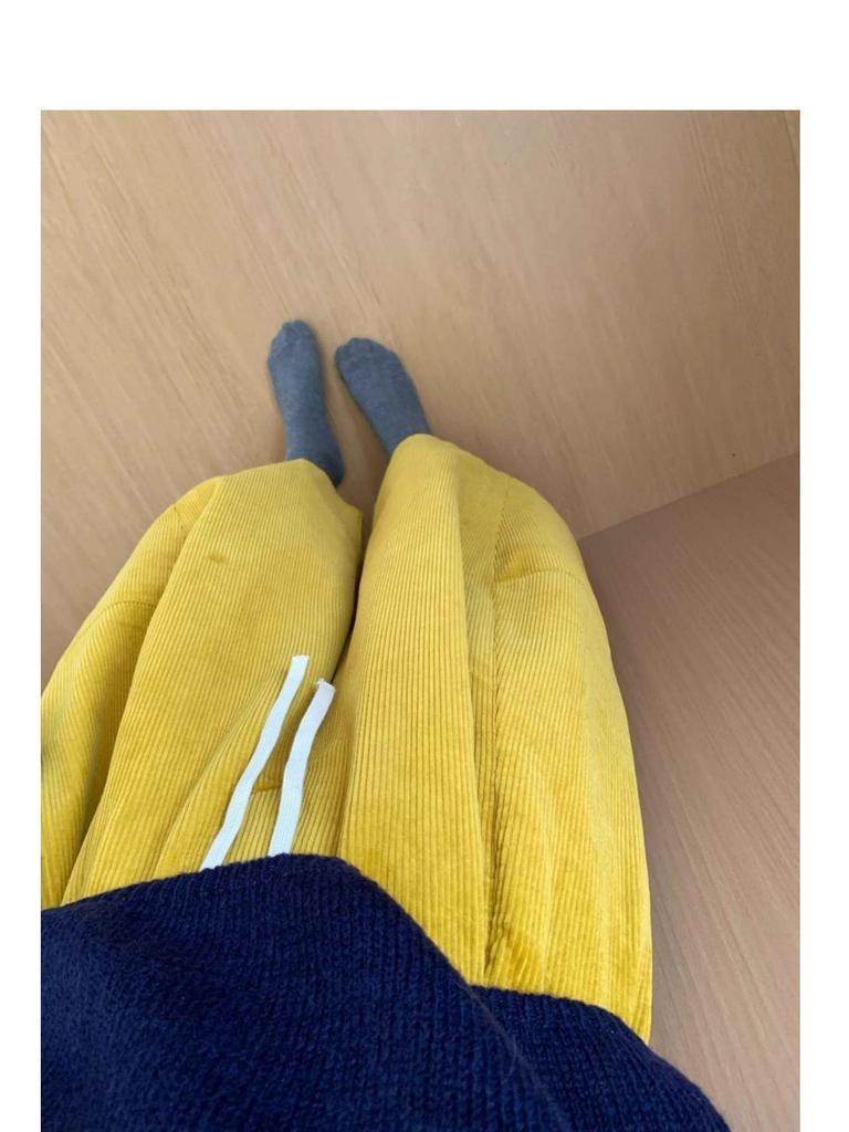 Korean Style Slimming Wide-Leg Corduroy Wool Pants for Women