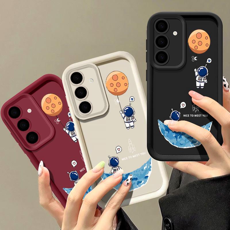 Spaceship Astronauts Soft Case For Samsung S25 Edge S24 S23 S22 Ultra Plus S24 FE A56 A26 A16 A14 A15 A35 A53 A54 5G Phone Cover