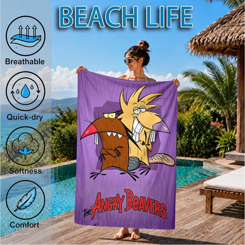 Angry Beavers Adventure Beach Towel, Microfiber Beach Towel, Perfect For Pool, Beach, Travel, Home Decor Beach Party Fan gifts