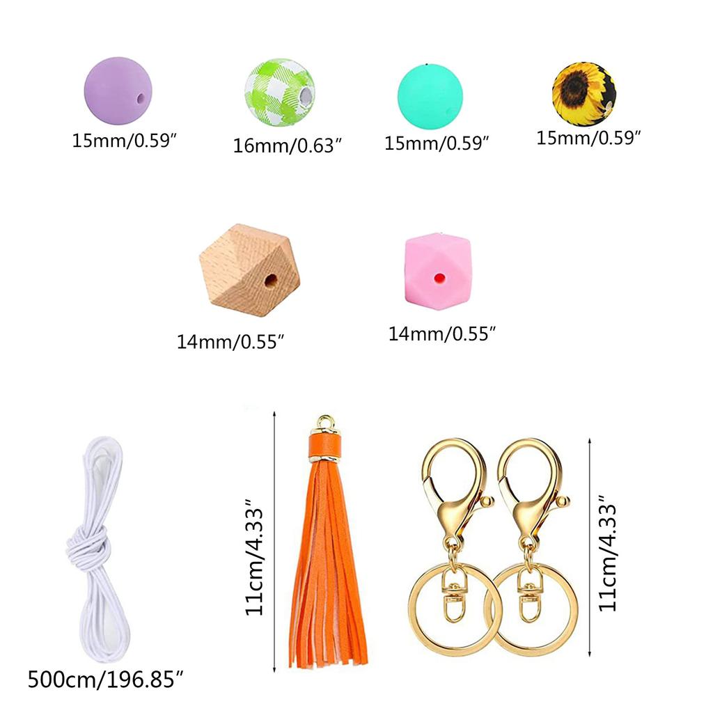 221-teiliges Set mit losen Silikonperlen, geometrische Silikonperlen mit 5 m Seil für die Schmuckherstellung, Halsketten, Armbänder, Bastelarbeiten