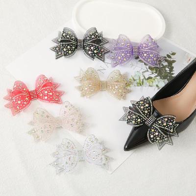DIY Glänzender Strass Schuhdekor Seidenblume Schleife Schuhdekorationen Anhänger Schnalle Hochzeit Brautschuhzubehör