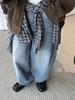 Louvre Spring Korean Retro Distressed Curved-Leg Jeans for Women