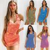 Summer 2025 Women's Sexy Slim-Fit Backless Drawstring Strap Dress