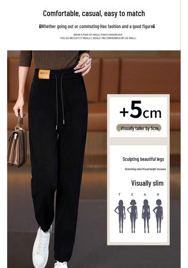 Unisex Plus Size Velvet Corduroy Harem Sweatpants - Warm, High Waist, Tapered Leg, Casual Fit for Autumn/Winter
