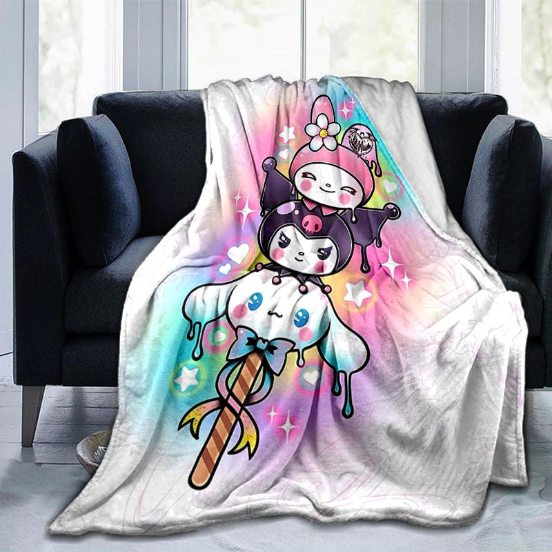 1pc My Melody and Kuromi Dripping Blanket, Soft Throw for Room Decor, Perfect Gift for Family and Friend, Living Room, Travel, Camping, Car Blankets,