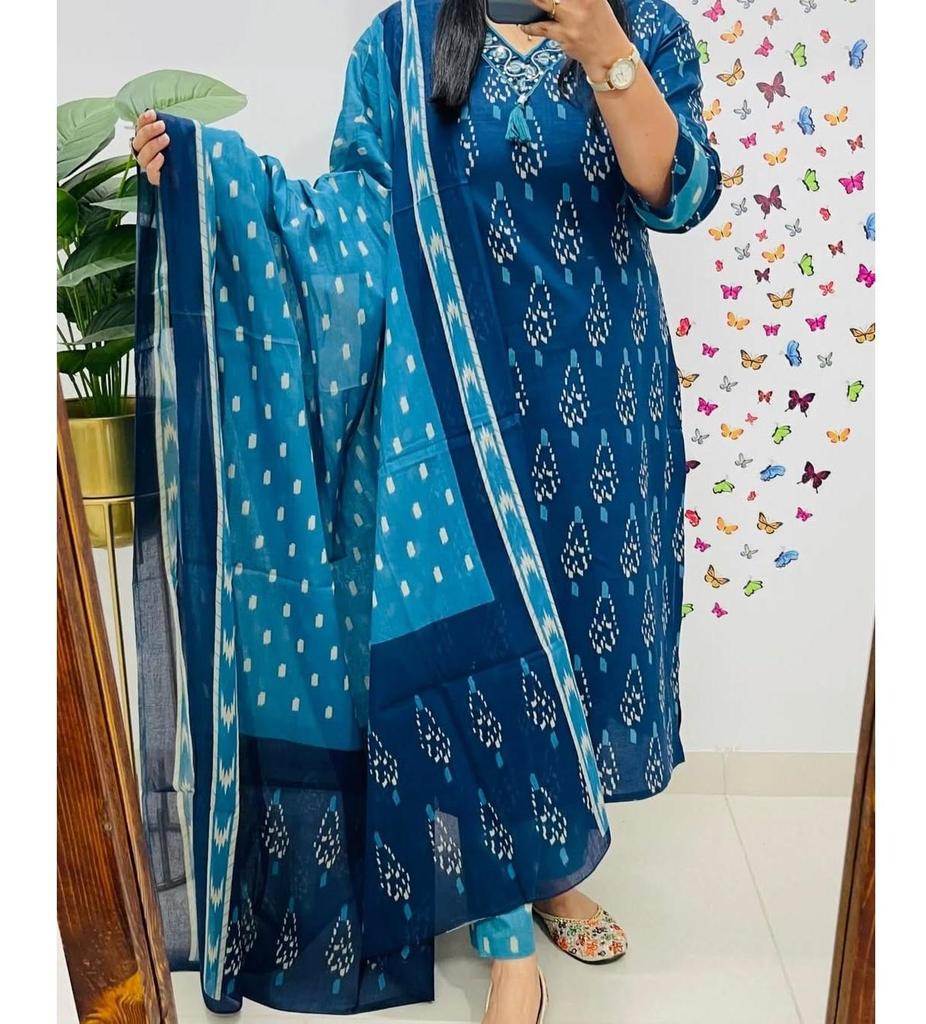 Women Party Wear Kurta Pant Dupatta Set Indian Party Wear Top Tunic Kurti Salwar Kameez