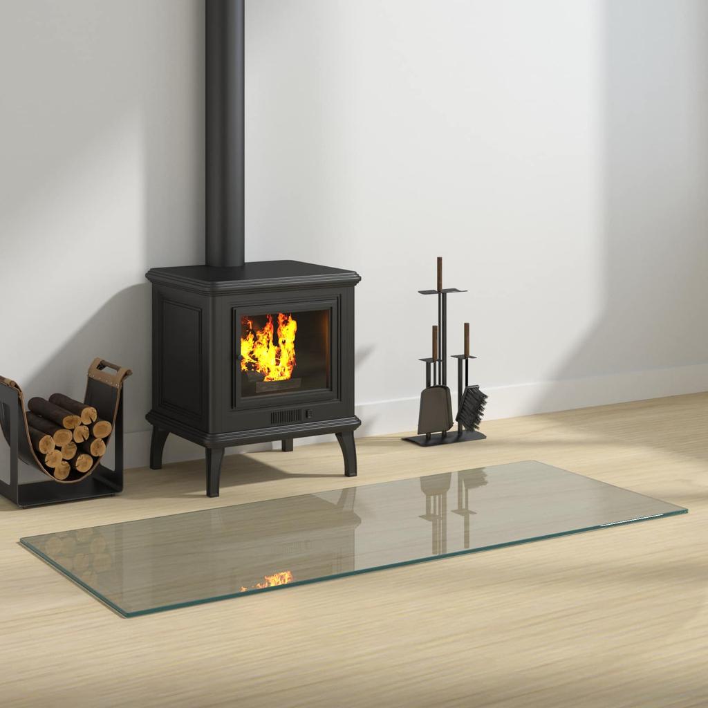 Fireplace Glass Plate Transparent 120 X 50 Cm Glass
