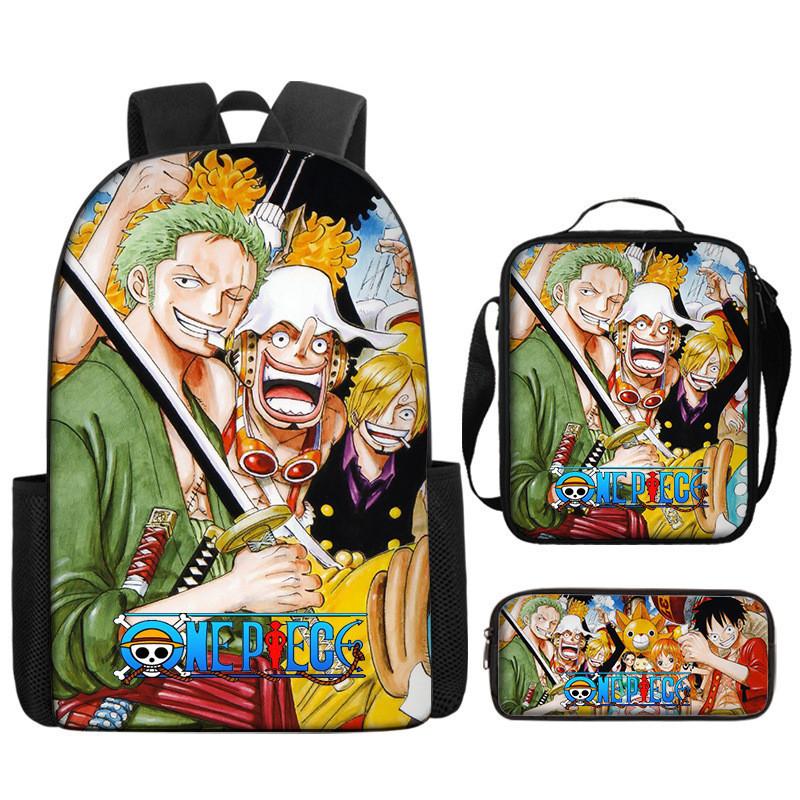 One Piece Piece Anime School Backpack With Air Cushion Straps And Durable Material For Children