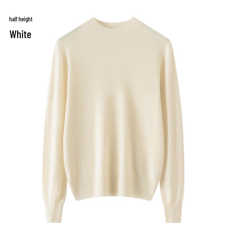 Women's 100% Pure Wool Seamless Knit Sweater, Machine Washable, Round Neck Spring Top