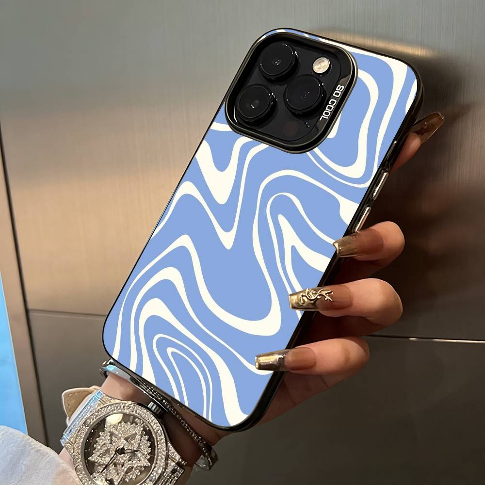 Abstract -FluidWavy Pattern Phone Case For iPhone 17,16,15,14,13,12,11 Plus Pro Max Colored Silver Phone Case