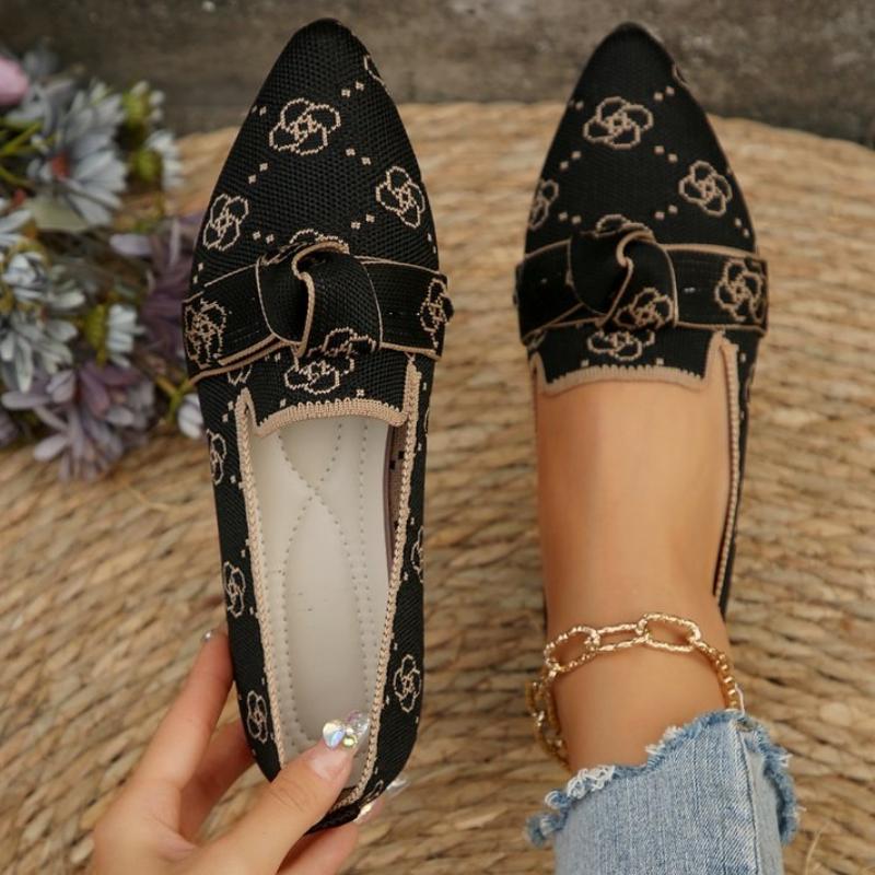 Mode 2024 Damen Strick-Slipper Atmungsaktiv Bequem Einfarbig Flache Schuhe Lässig Spitzschuh Laufschuhe Damen Loafer