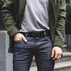 Men Belt with Square Bead Pyramid Decoration Iron Buckle Adjustable Design Jeans Belt Fashion Accessories