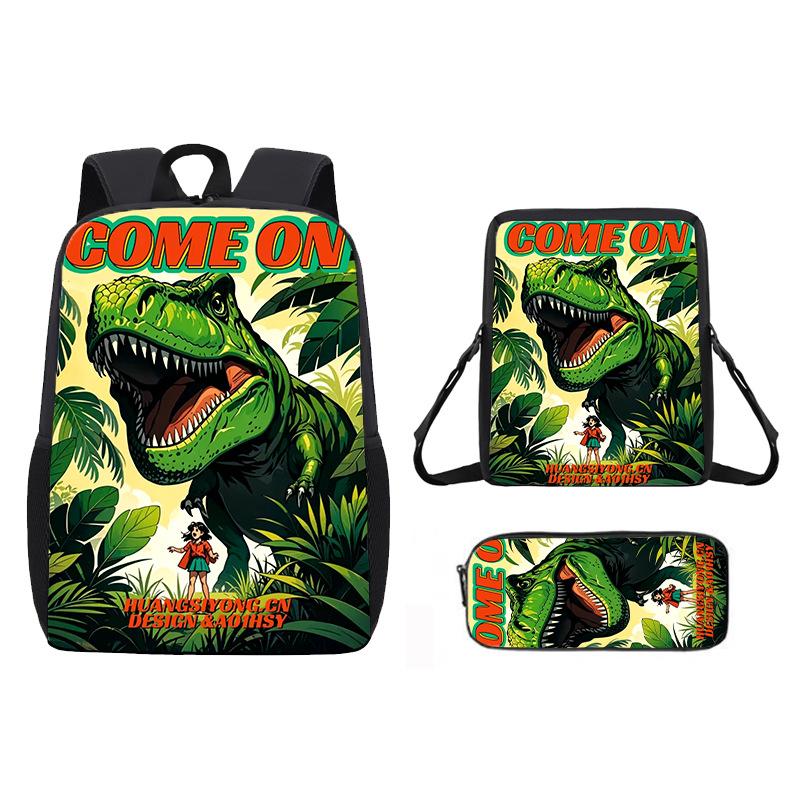 Dinosaur Animal Print Children School Backpack With Durable Oxford Material