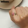 WOSTU Real 925 Sterling Silver Change Color Rose Flower Openging Rings For Women Lovely Wedding Party Jewelry Anniversary Gift