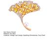 Women Brooch High-Gloss Rhinestone Inlay Faux Pearl Decor Ginkgo Leaf Design Lapel Pin Non-Slip Buckle Scarf Badge Clothing Bags