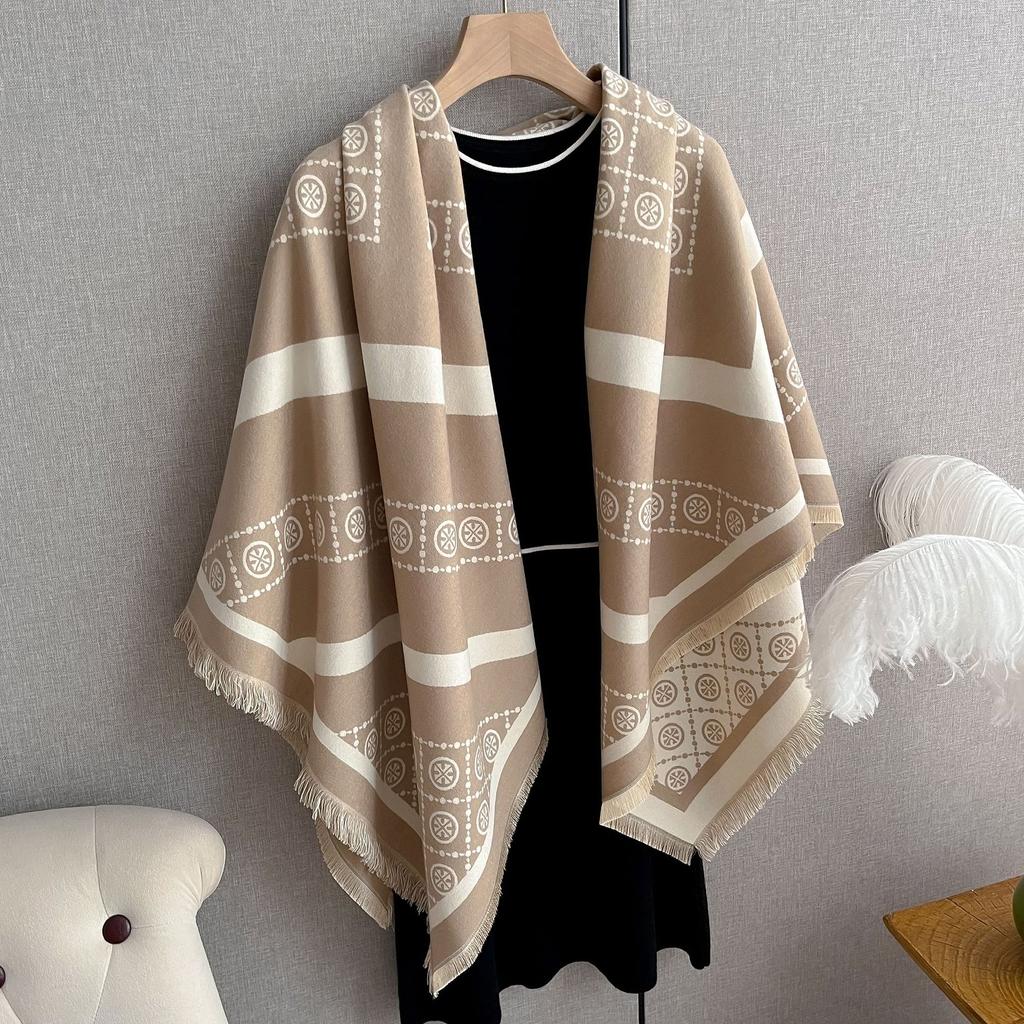 Imitation Cashmere Scarf Women'S Shawl Travel Decoration Square Scarf Letter Air Conditioner Warm Cloak Thickened Scarf