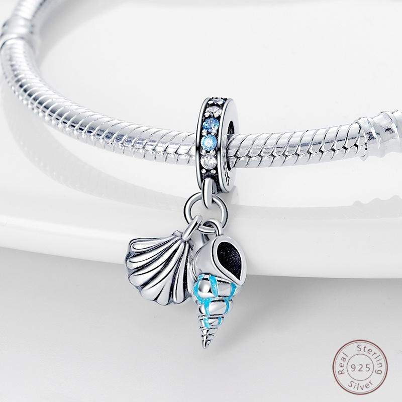 Copper Beaded Pendant Blue Zircon Ocean Penguin Crab Original 3Mm Bracelet Women Fine Jewelry