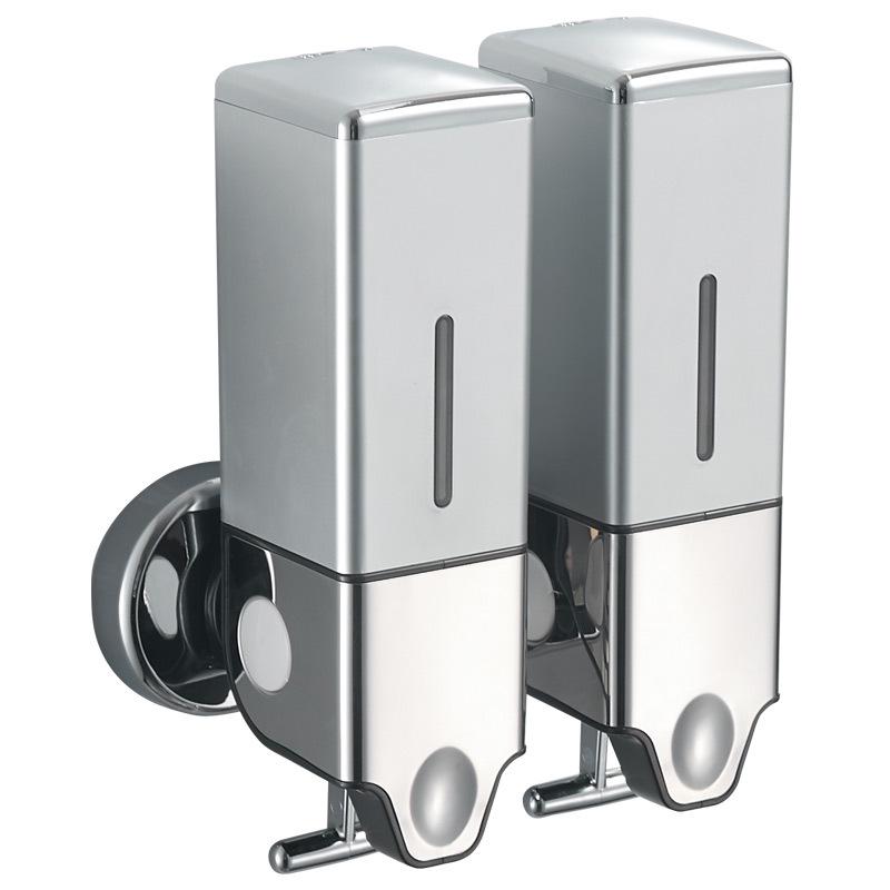 Wall-Mounted Dual Soap Dispenser with Double Hook for Bathroom & Kitchen
