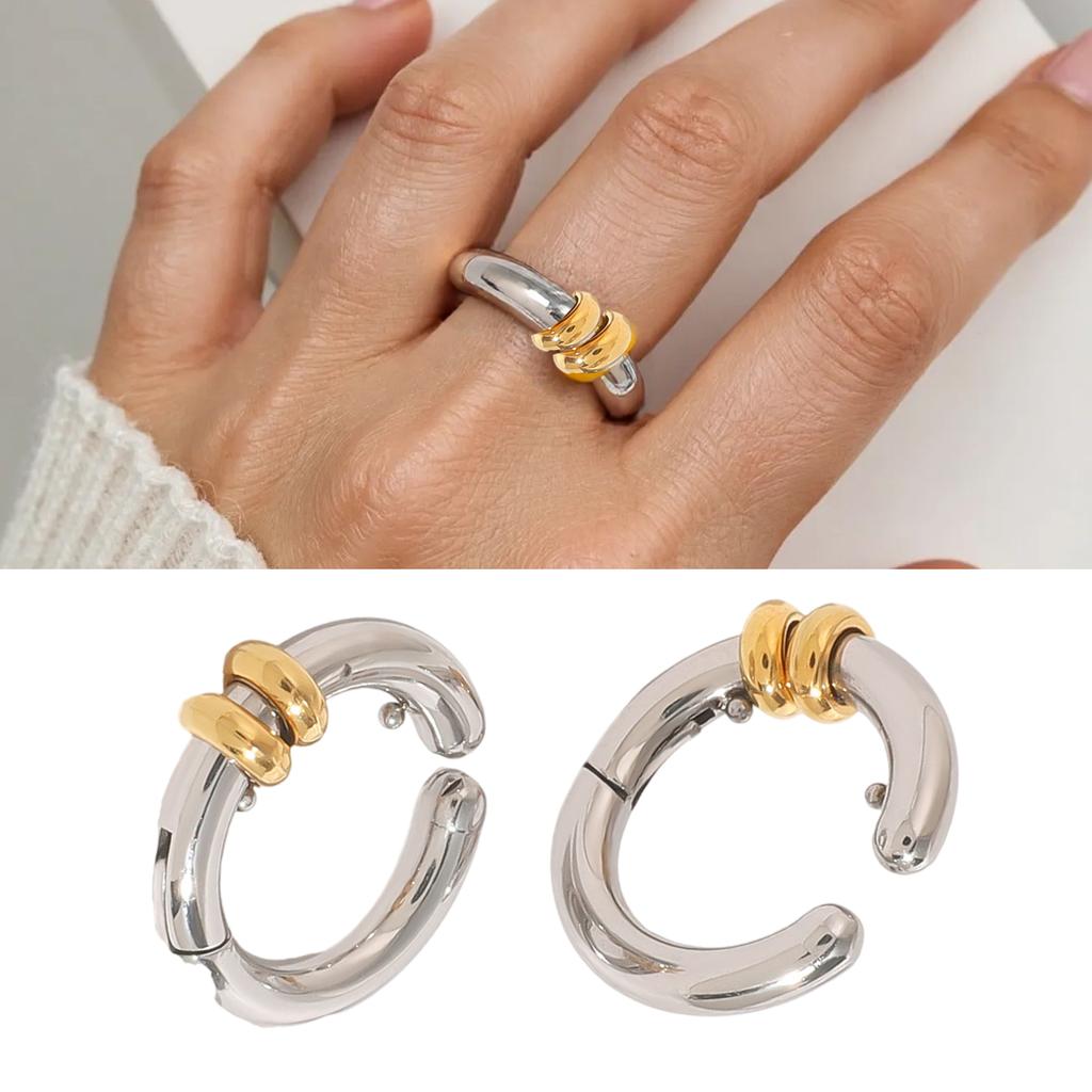 Fashionable Color Block Clip On Earrings No Piercing Needed Comfortable Stainless Steel Ear Cuffs for Women Girls