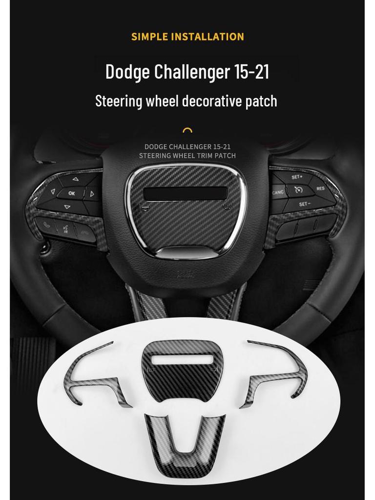 Samolepka na volant z uhlíkových vláken pro interiér Dodge Challenger 2015-2021