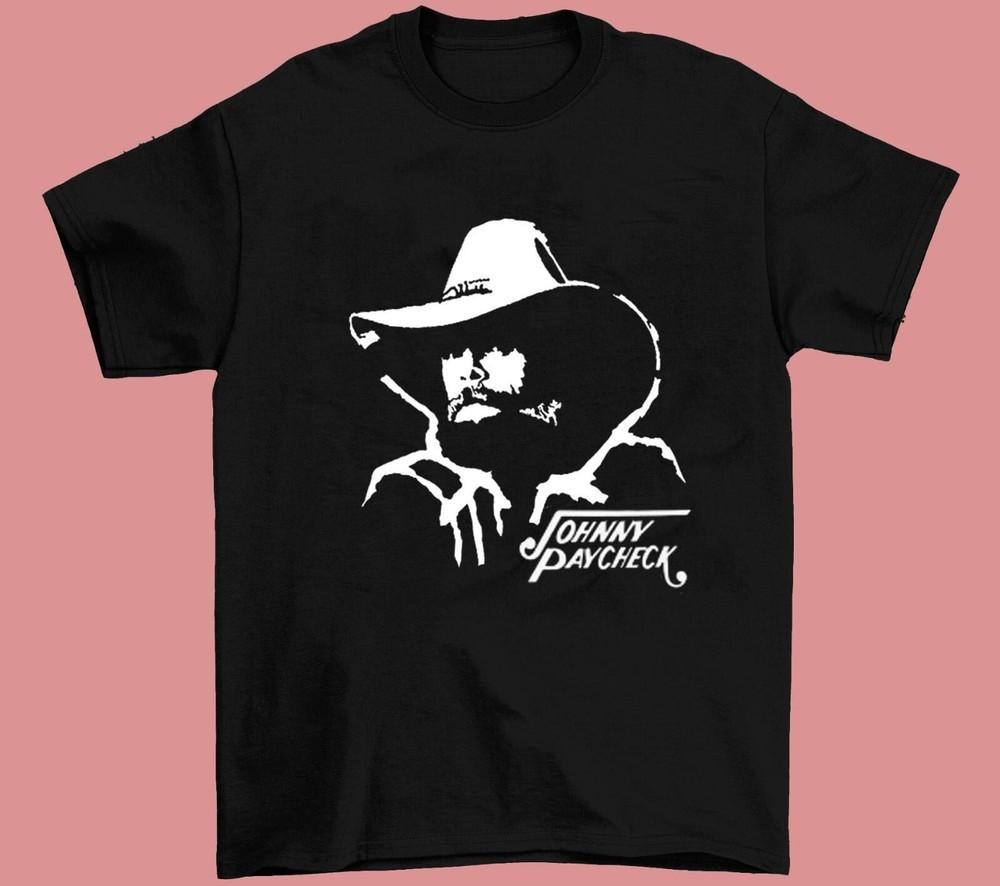Rare Johnny Paycheck Cotton 100% Black All Size T-Shirt Unisex ES019 Unisex T-Shirt L