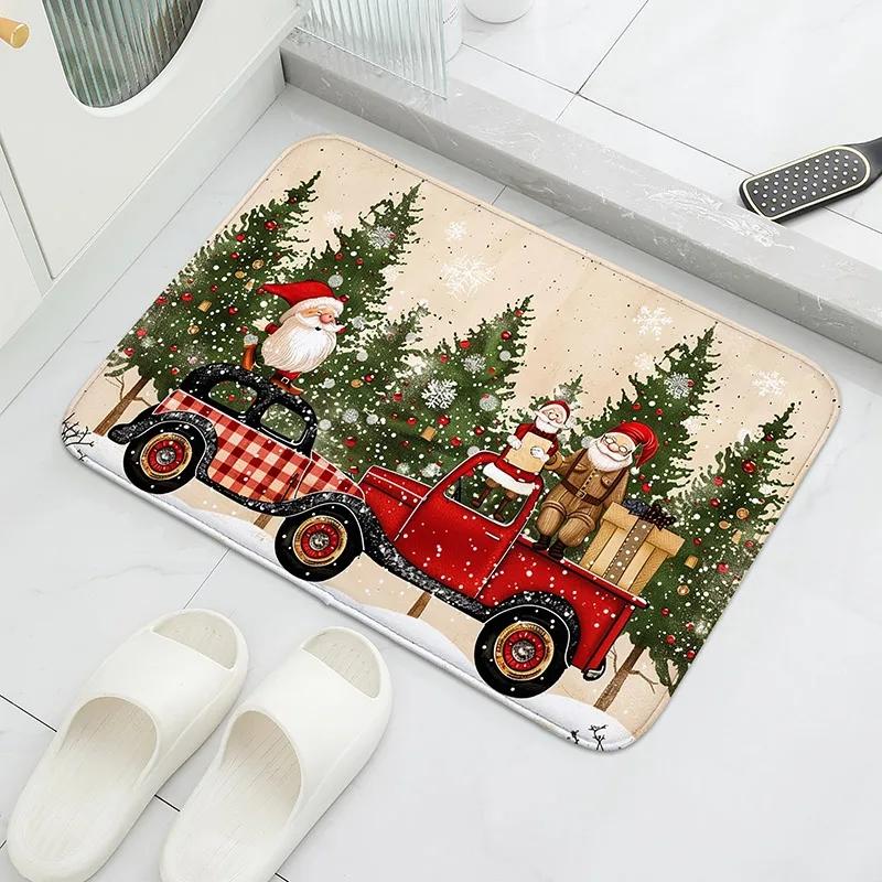 

Merry Christmas Kitchen Mat Set-Holiday Dwarf and Snowflake Design Anti-fatigue Flannel Bathroom Non-slip Mat Holiday Decoration 40x60cm