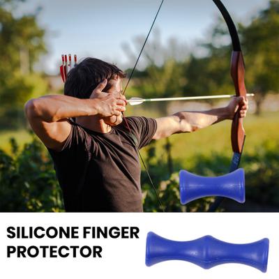 Yousheng 2 pares de protetores de dedo de corda de arco de silicone macio protetor de dedo recurvo de arco e flecha de rebote rápido posicionamento seguro de flecha rolo de arco e flecha