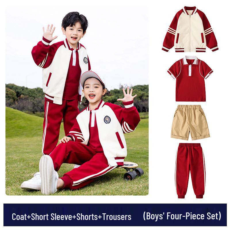 Girls' Kindergarten Spring & Autumn Academic-Style Three-Piece School Uniform Set