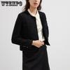 Nowe wysokiej jakości damskie modne kurtki czarny tweed dwie kieszenie złote guziki eleganckie płaszcze wiosna jesień damskie ubrania