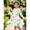 Girls' 3D Colorful Heart Dress Long Sleeve Summer Spring Vacation Daily Holiday Princess Beautiful Sweet Kids 4-12 Years Casual Dress A Line Dress