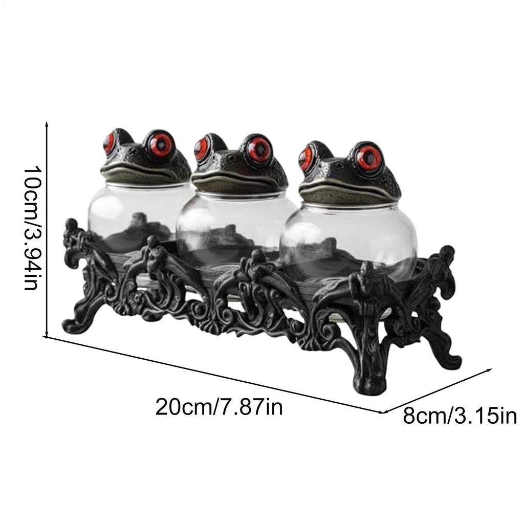 Gewürzgläser Froschdesign Salz Pfeffer Aufbewahrungsdose Apothekerglas mit Deckeln für Speisekammer Schrank Arbeitsplatte Lebensmittel Kochen