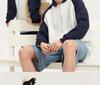 320g Unisex Youthful Trendy Loose Color Block Zipper Raglan Hoodie Cardigan