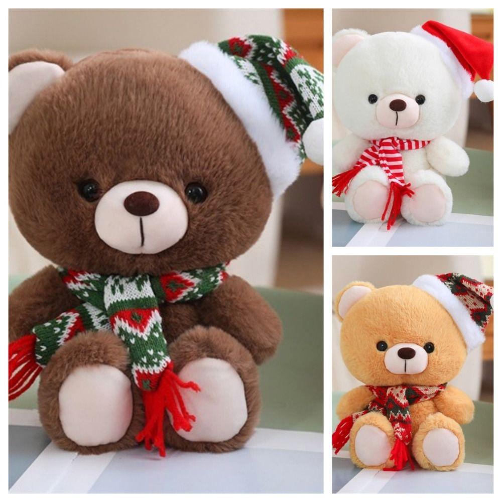 Wear Christmas Hat Christmas Series Plush Toys Bear Plushies Doll  Christmas Party Decor
