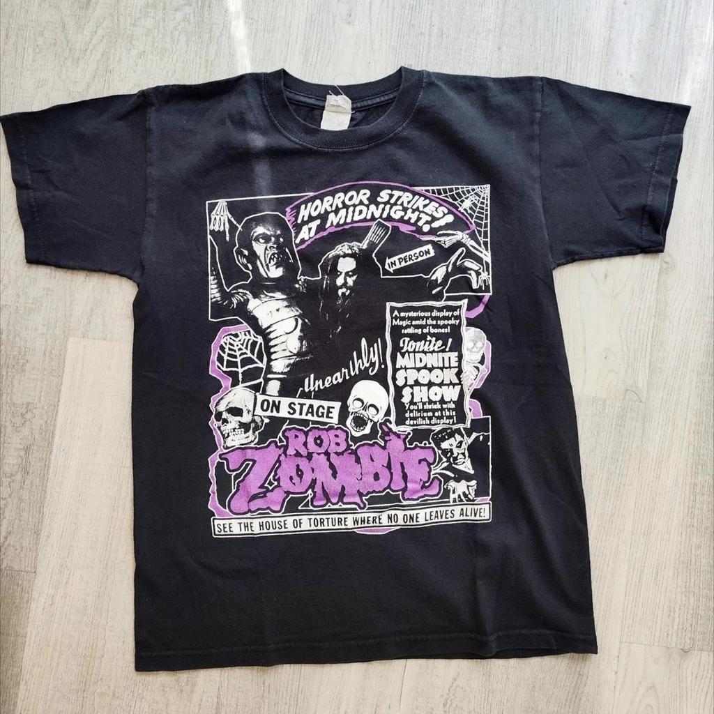 Retro Rob Zombie Rock Music Tour Concert Short Sleeve Black Color Shirt S-5XL