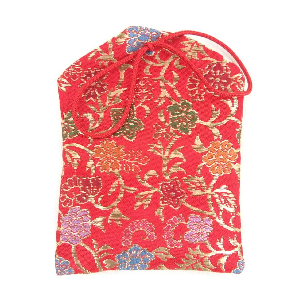 Kurita's Special Buddhist Statue [Amulet Bag] with Gold Brocade Tassel for Buddhas with Hands in Prayer (11.5cm long, 8.5cm wide) Red 17321